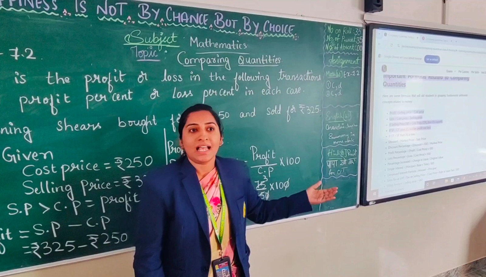 Teacher at blackboard